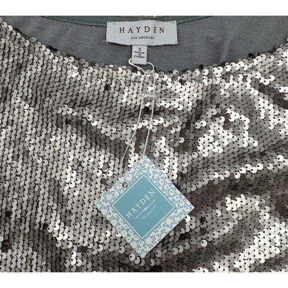 Hayden Los Angeles Fully Silver Sequined Short Sleeve Blouse Size Small 1920 - Picture 10 of 12